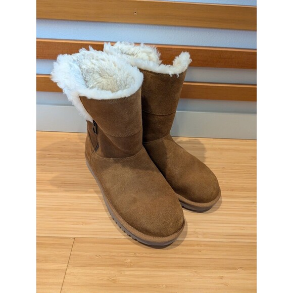 Koolaburra Ugg Aribel Short Shearling Suede Winter Boots Brown Women's 10 - Picture 2 of 13